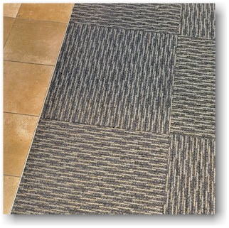 Carpet Tiles next to ceramic tile - Homefloorguide.com